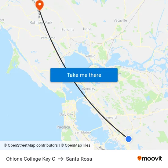 Ohlone College Key C to Santa Rosa map