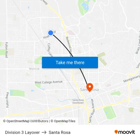 Division 3 Layover to Santa Rosa map