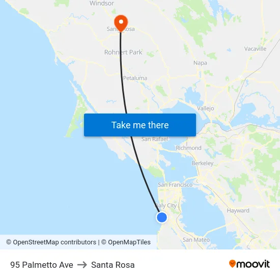95 Palmetto Ave to Santa Rosa map