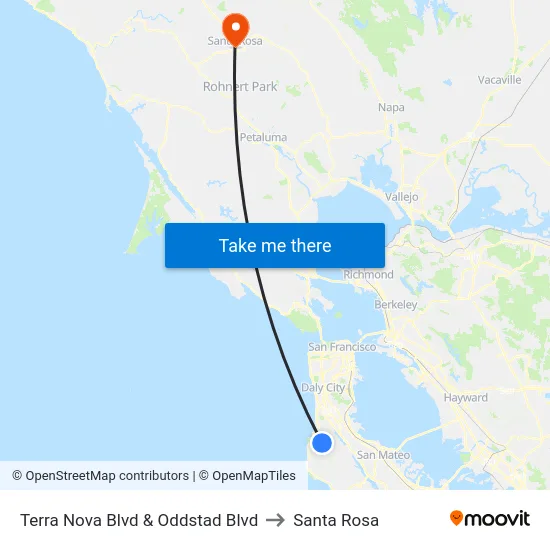 Terra Nova Blvd & Oddstad Blvd to Santa Rosa map