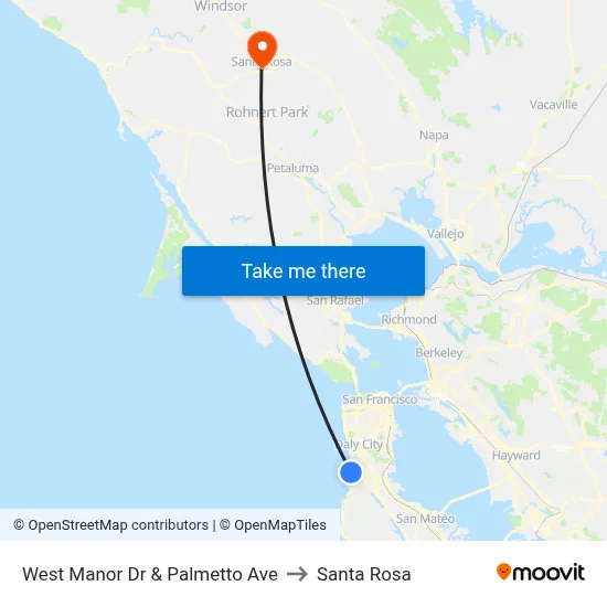 West Manor Dr & Palmetto Ave to Santa Rosa map