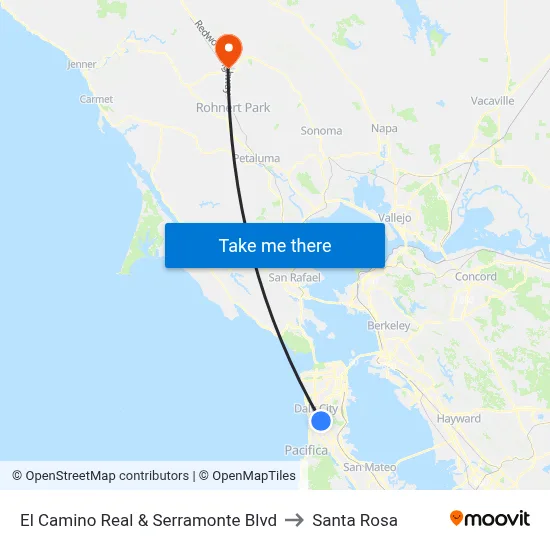 El Camino Real & Serramonte Blvd to Santa Rosa map