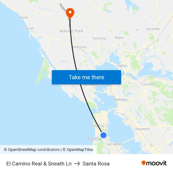 El Camino Real & Sneath Ln to Santa Rosa map