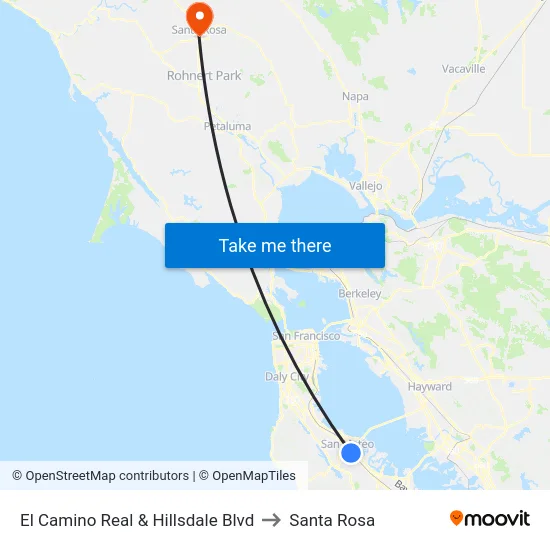 El Camino Real & Hillsdale Blvd to Santa Rosa map