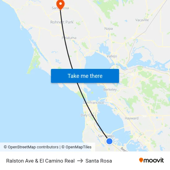 Ralston Ave & El Camino Real to Santa Rosa map