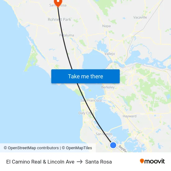 El Camino Real & Lincoln Ave to Santa Rosa map