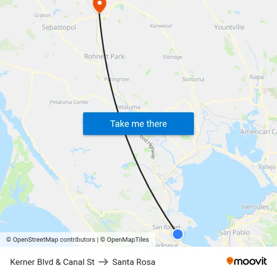 Kerner Blvd & Canal St to Santa Rosa map