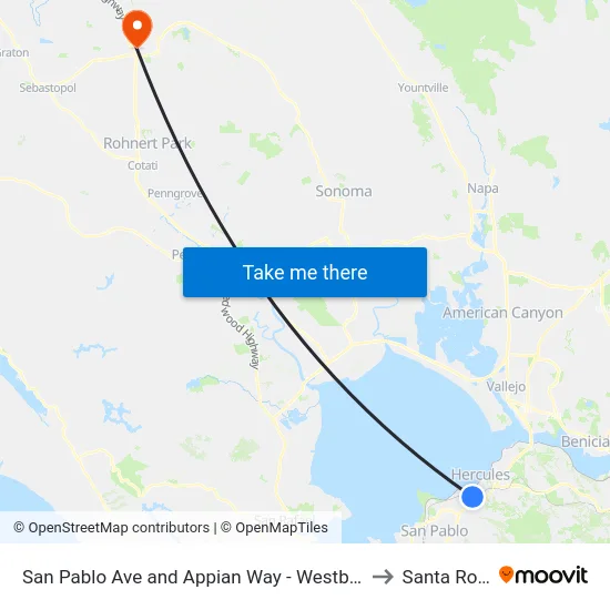 San Pablo Ave and Appian Way - Westbound to Santa Rosa map
