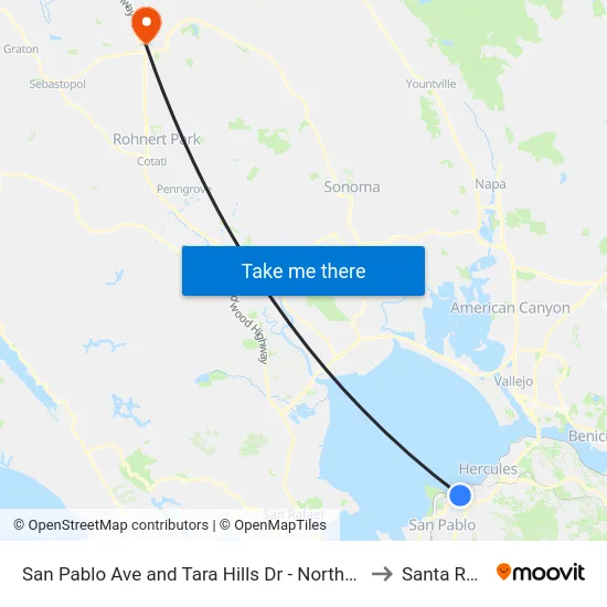 San Pablo Ave and Tara Hills Dr - Northbound to Santa Rosa map