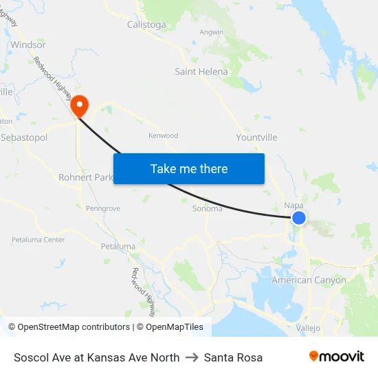 Soscol Ave at Kansas Ave North to Santa Rosa map
