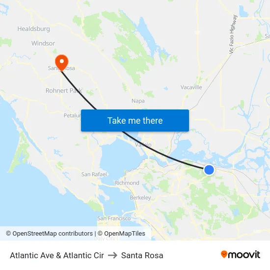 Atlantic Ave & Atlantic Cir to Santa Rosa map