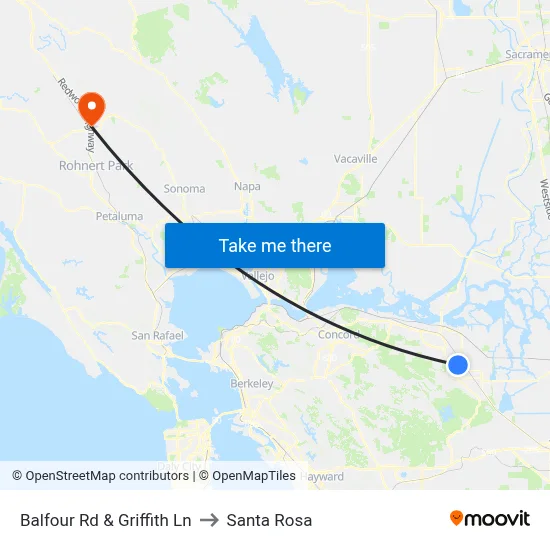 Balfour Rd & Griffith Ln to Santa Rosa map