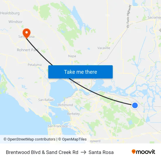 Brentwood Blvd & Sand Creek Rd to Santa Rosa map