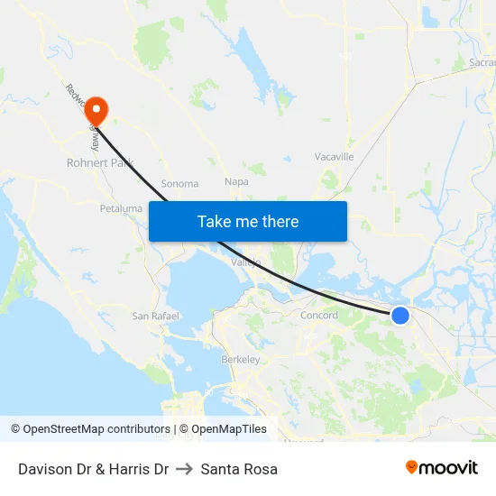 Davison Dr & Harris Dr to Santa Rosa map