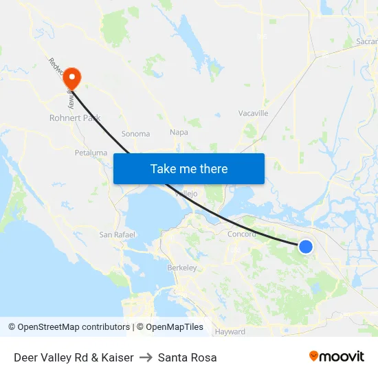 Deer Valley Rd & Kaiser to Santa Rosa map