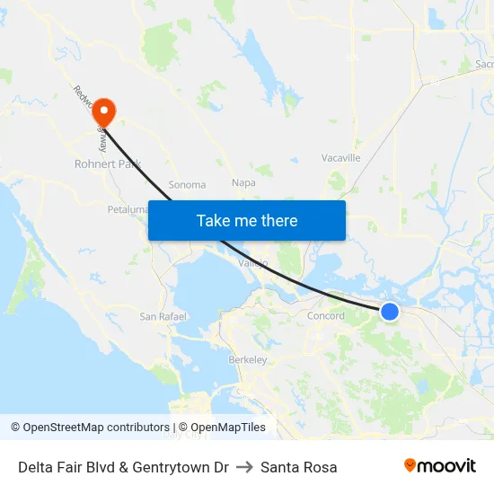 Delta Fair Blvd & Gentrytown Dr to Santa Rosa map