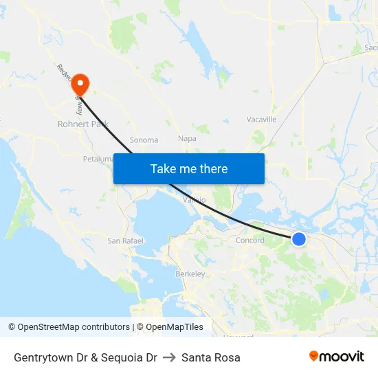 Gentrytown Dr & Sequoia Dr to Santa Rosa map