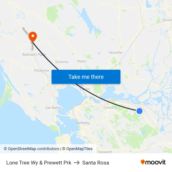 Lone Tree Wy & Prewett Prk to Santa Rosa map