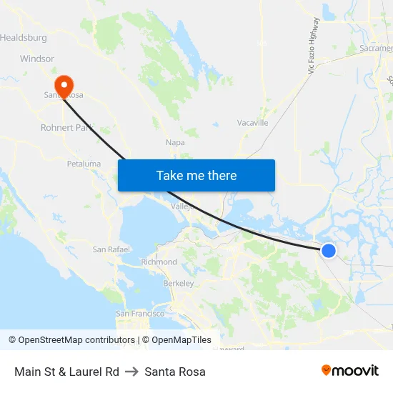 Main St & Laurel Rd to Santa Rosa map