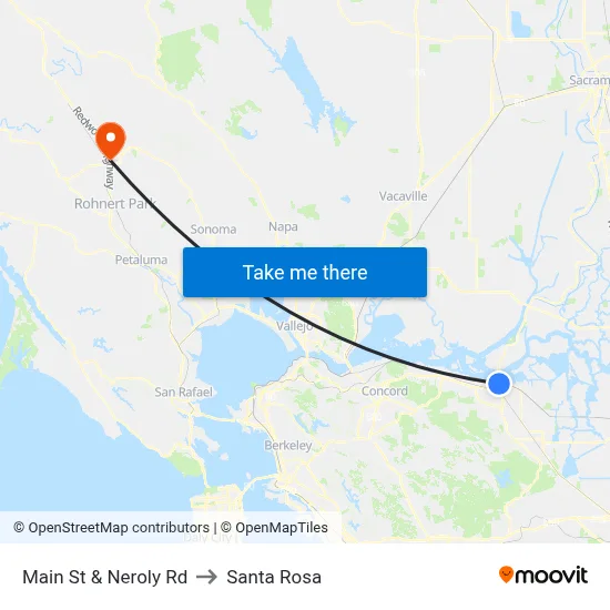 Main St & Neroly Rd to Santa Rosa map