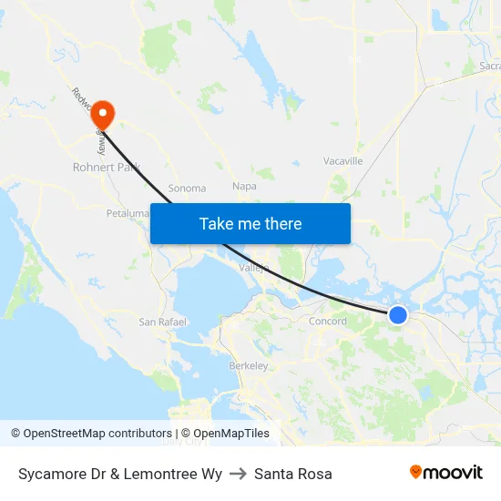 Sycamore Dr & Lemontree Wy to Santa Rosa map
