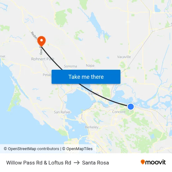 Willow Pass Rd & Loftus Rd to Santa Rosa map