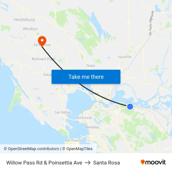Willow Pass Rd & Poinsettia Ave to Santa Rosa map
