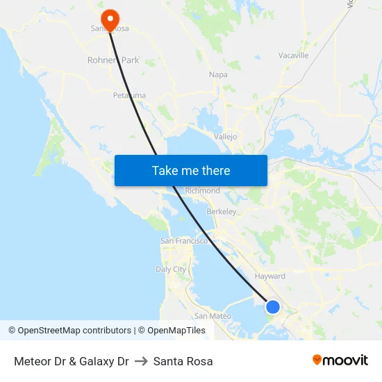 Meteor Dr & Galaxy Dr to Santa Rosa map