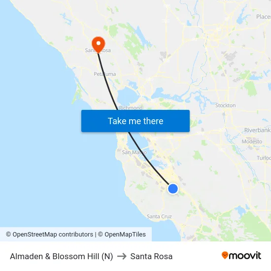 Almaden & Blossom Hill (N) to Santa Rosa map
