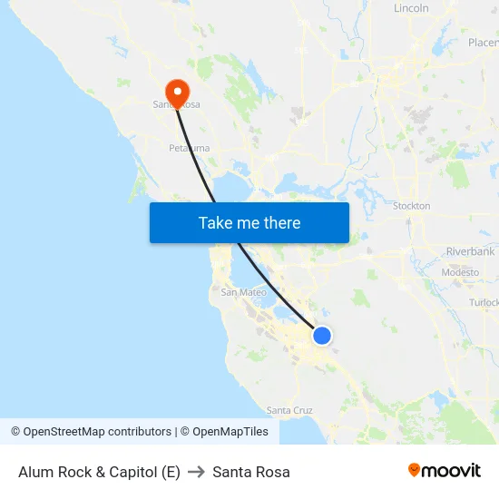 Alum Rock & Capitol (E) to Santa Rosa map