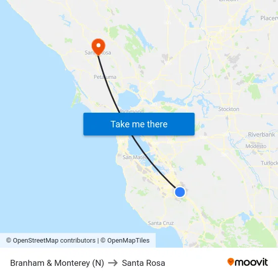 Branham & Monterey (N) to Santa Rosa map