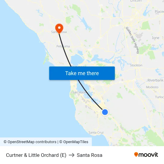 Curtner & Little Orchard (E) to Santa Rosa map