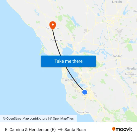 El Camino & Henderson (E) to Santa Rosa map