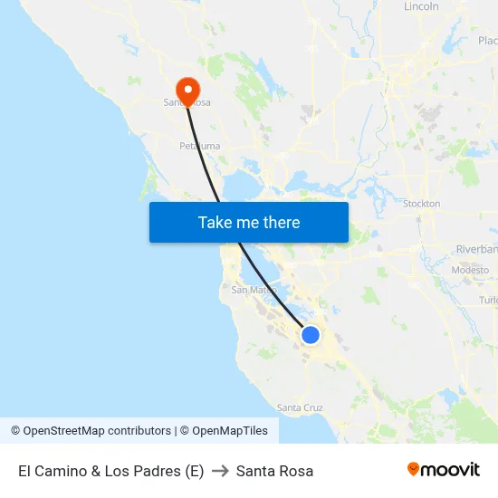 El Camino & Los Padres (E) to Santa Rosa map
