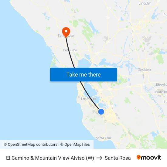 El Camino & Mountain View-Alviso (W) to Santa Rosa map