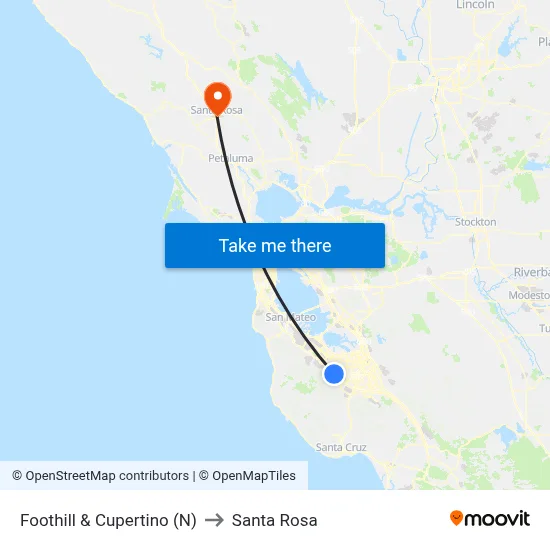 Foothill & Cupertino (N) to Santa Rosa map
