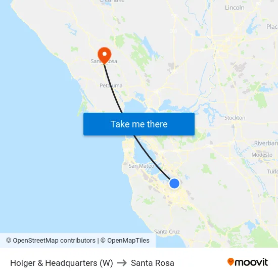 Holger & Headquarters (W) to Santa Rosa map
