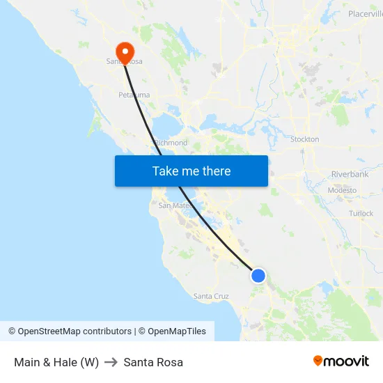 Main & Hale (W) to Santa Rosa map