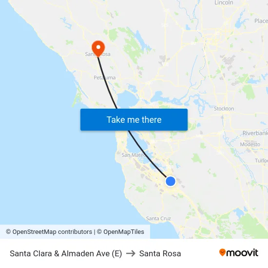 Santa Clara & Almaden Ave (E) to Santa Rosa map