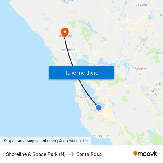 Shoreline & Space Park (N) to Santa Rosa map
