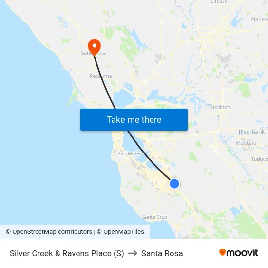 Silver Creek & Ravens Place (S) to Santa Rosa map