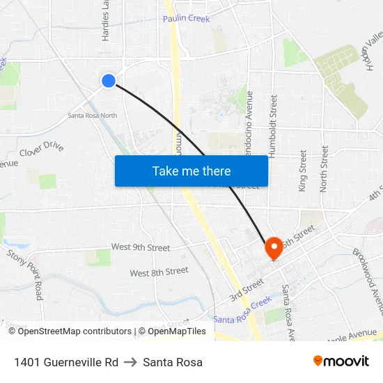 1401 Guerneville Rd to Santa Rosa map