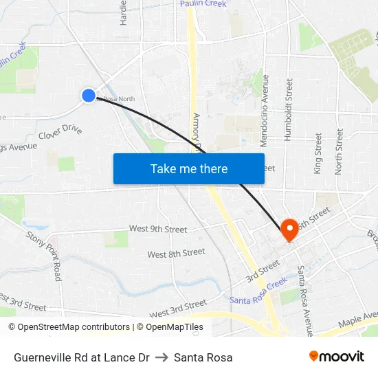 Guerneville Rd at Lance Dr to Santa Rosa map