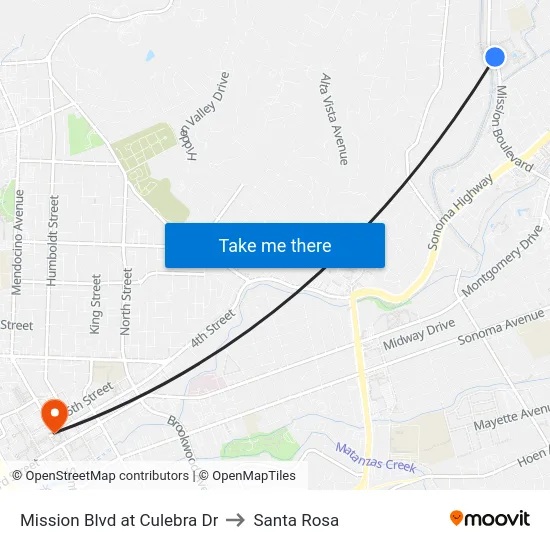 Mission Blvd at Culebra Dr to Santa Rosa map