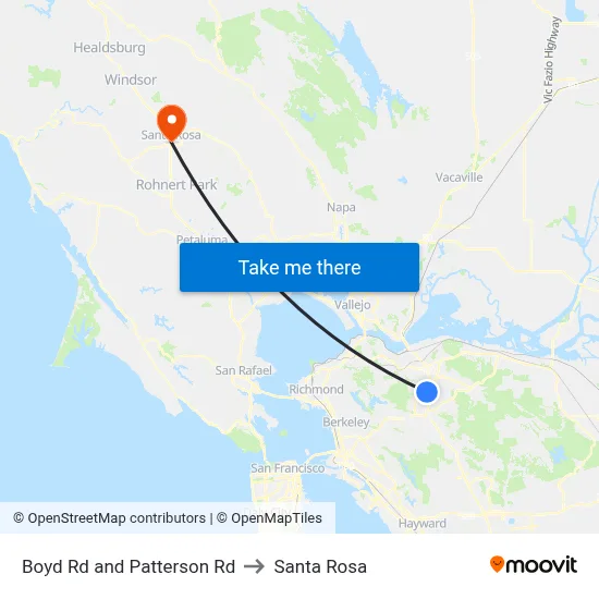 Boyd Rd and Patterson Rd to Santa Rosa map