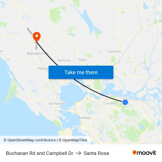 Buchanan Rd and Campbell Dr to Santa Rosa map