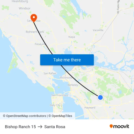 Bishop Ranch 15 to Santa Rosa map