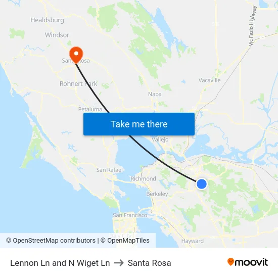 Lennon Ln and N Wiget Ln to Santa Rosa map