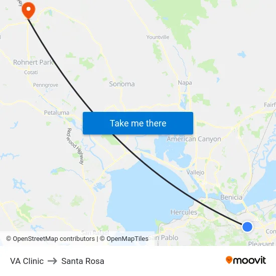 VA Clinic to Santa Rosa map