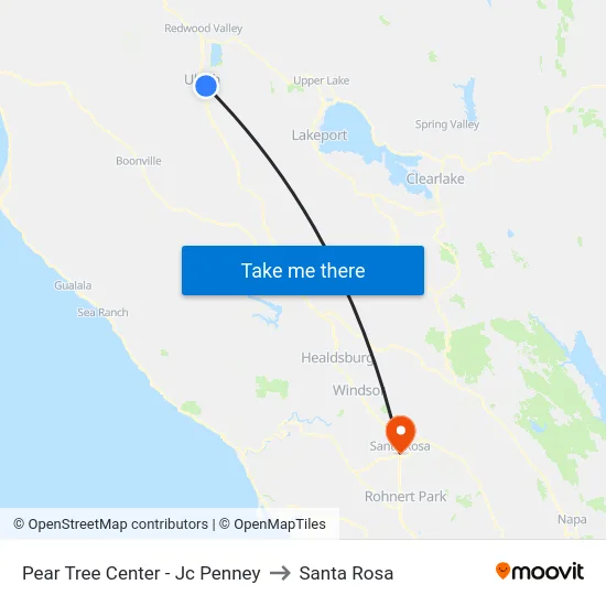 Pear Tree Center - Jc Penney to Santa Rosa map